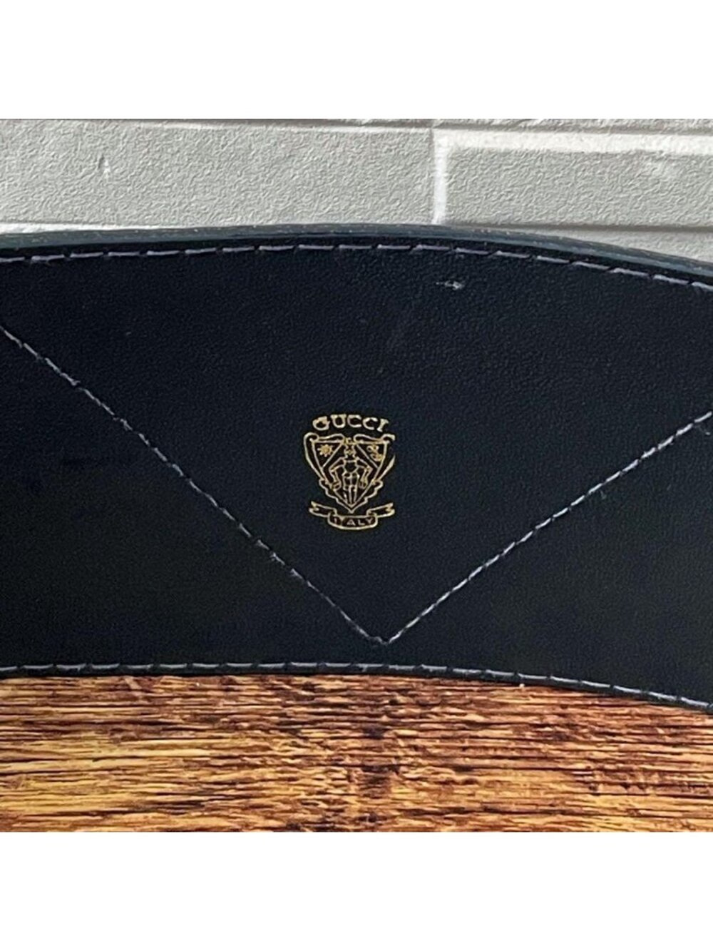 Gucci GG Leather Belt Gold Buckle Navy Hysteria - Picture 10 of 10